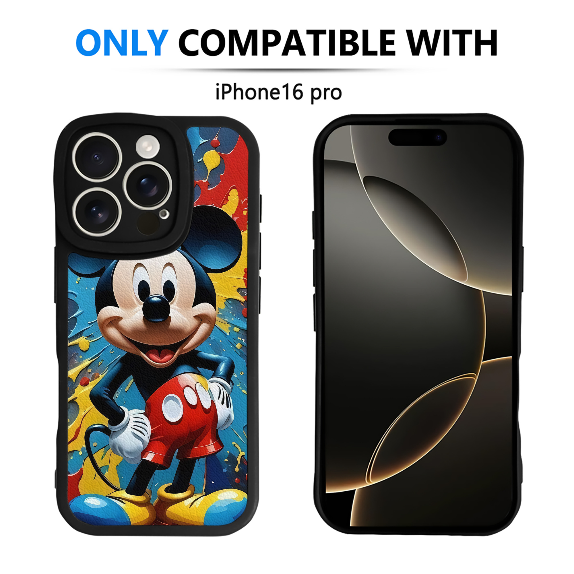 （画像用） ミッキーマウス Mickey Mouse 【iPhone 16シリーズ対応】シリコンスマホケース（レザー調） 材質：シリコン